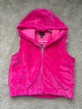 Hot Pink Faux Fur Hooded Vest